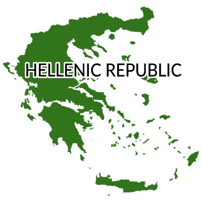 ギリシャ共和国無料フリーイラスト｜英語(緑)